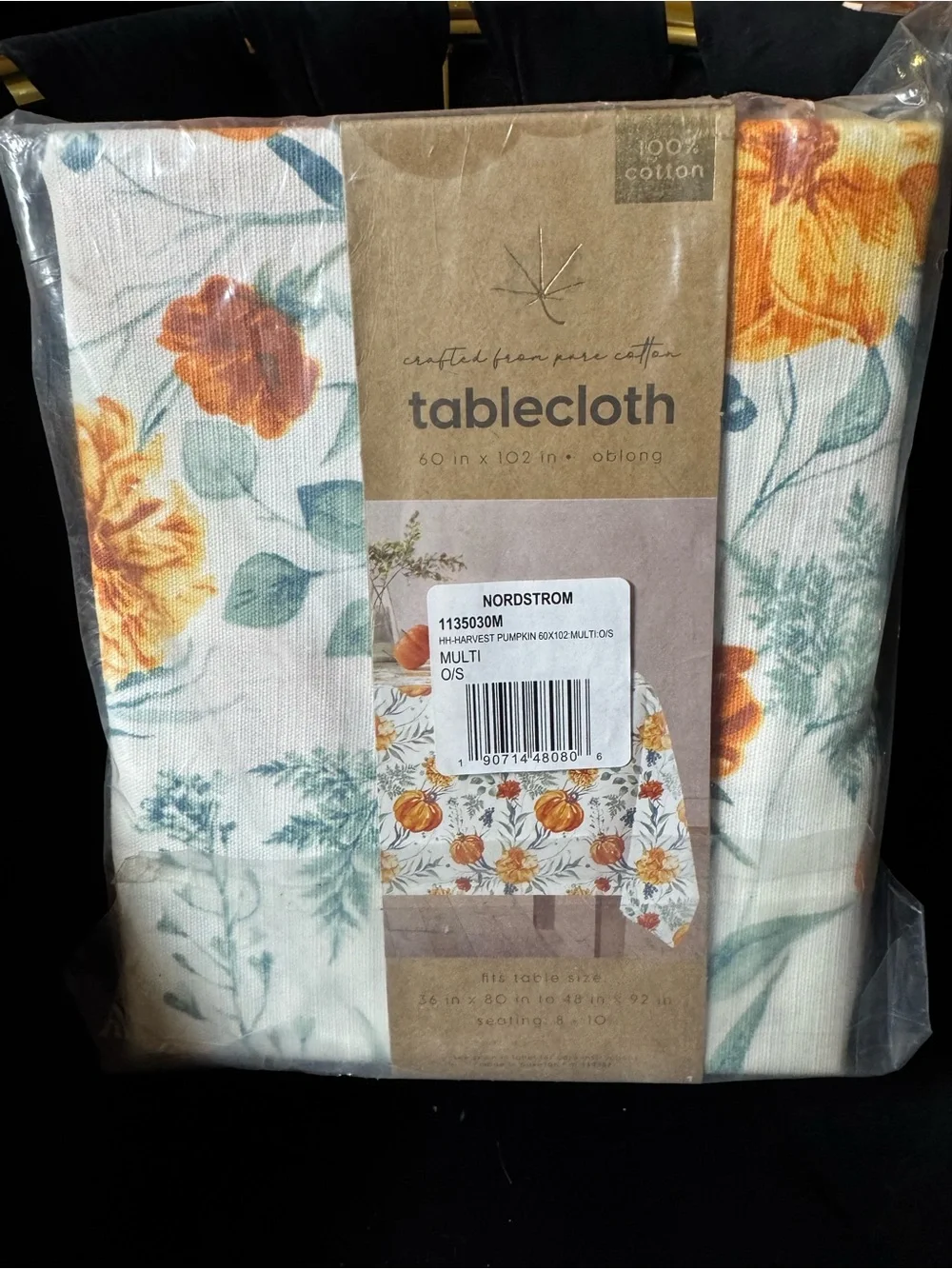 Nordstrom Floral Cotton Tablecloth Harvest Pumpkin